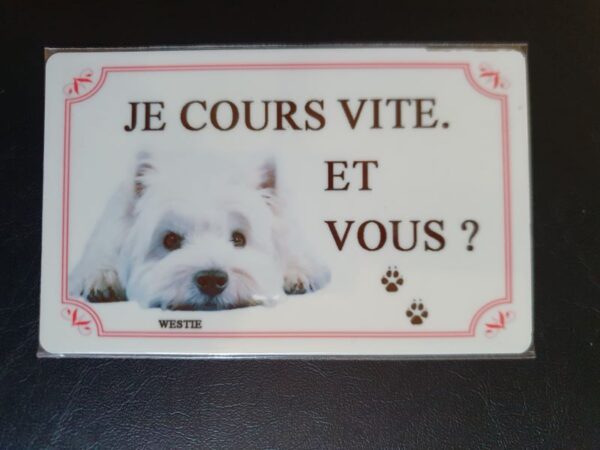 Plaque de garde en alu races de chiens westie