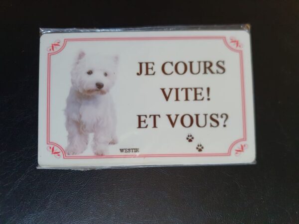 Plaque de garde en alu races de chiens westie