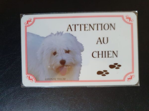 Plaque de garde en alu races de chiens coton de tuléar