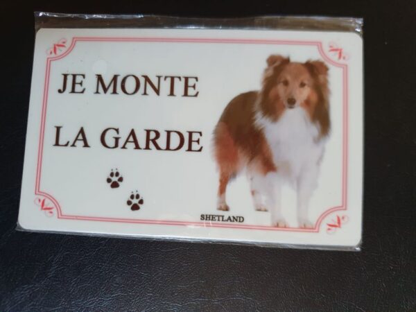 Plaque de garde en alu races de chiens shetland