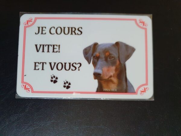 Plaque de garde en alu races de chiens pinscher