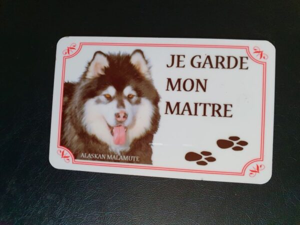 Plaque de garde en alu races de chiens alaskan malamute