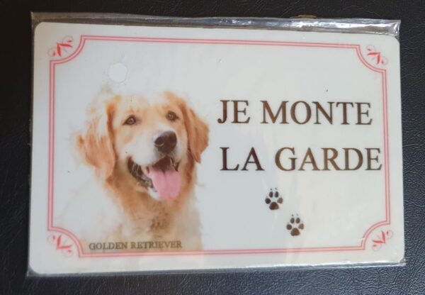 Plaque de garde en alu races de chiens golden retriever