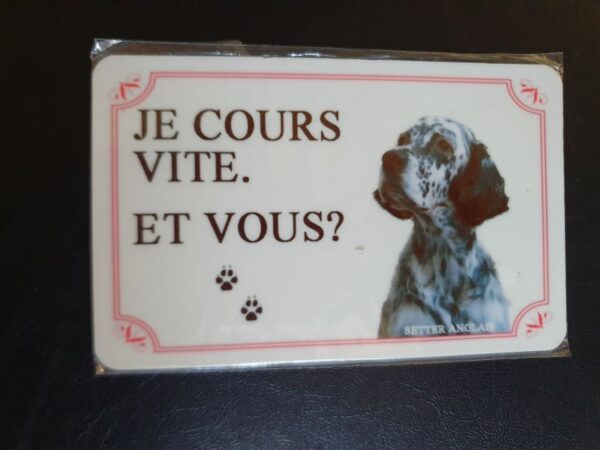 Plaque de garde en alu races de chiens setter anglais