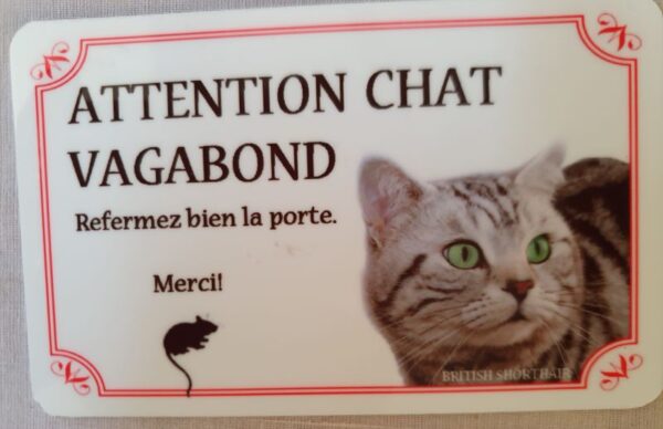 plaque à accrocher en alu chat