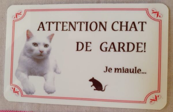 plaque à accrocher en alu chat