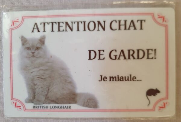 plaque à accrocher en alu chat