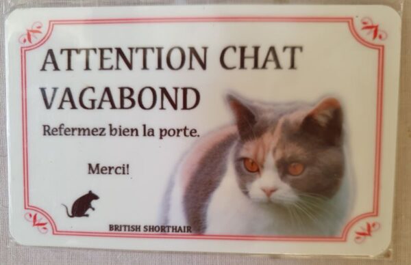 plaque à accrocher en alu chat