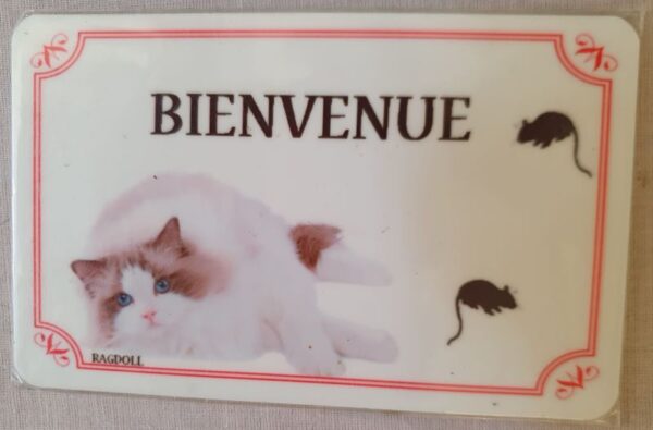 plaque à accrocher en alu chat