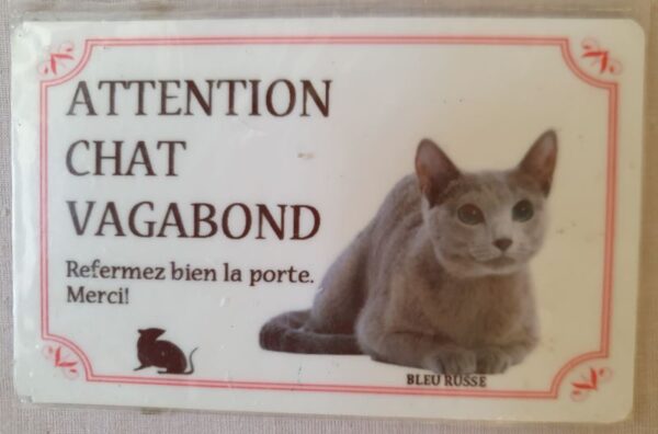 plaque à accrocher en alu chat