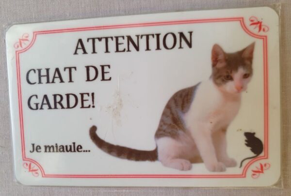 plaque à accrocher en alu chat