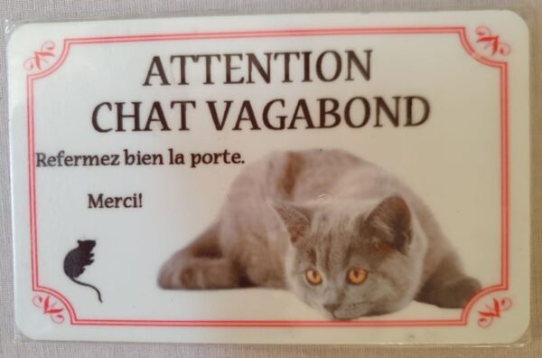 plaque à accrocher en alu chat