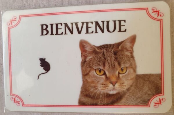 plaque à accrocher en alu chat