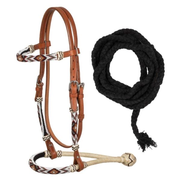 Bosal en cuir et perles du sud ouest et mecate en coton