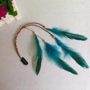 barrette plume turquoise