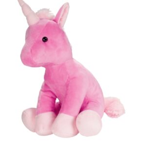 peluche licorne rose assise